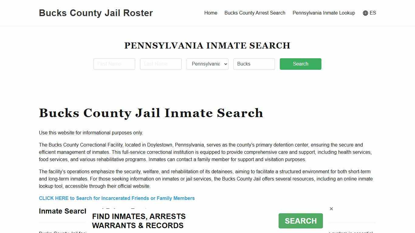Bucks County Jail Roster Lookup, PA, Inmate Search
